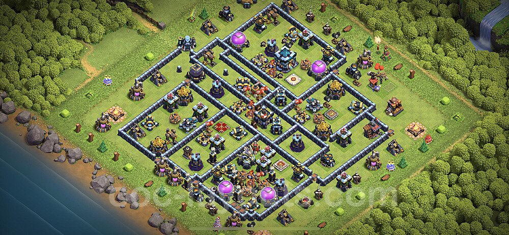 TH13 Anti 3 Stars Base Plan with Link, Copy Town Hall 13 Base Design 2024, #95