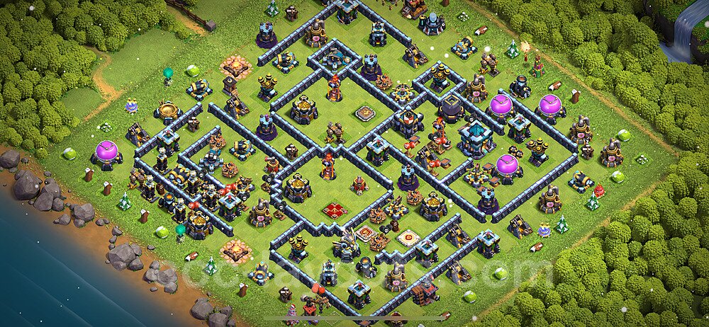 TH13 Anti 2 Stars Base Plan with Link, Copy Town Hall 13 Base Design 2024, #97