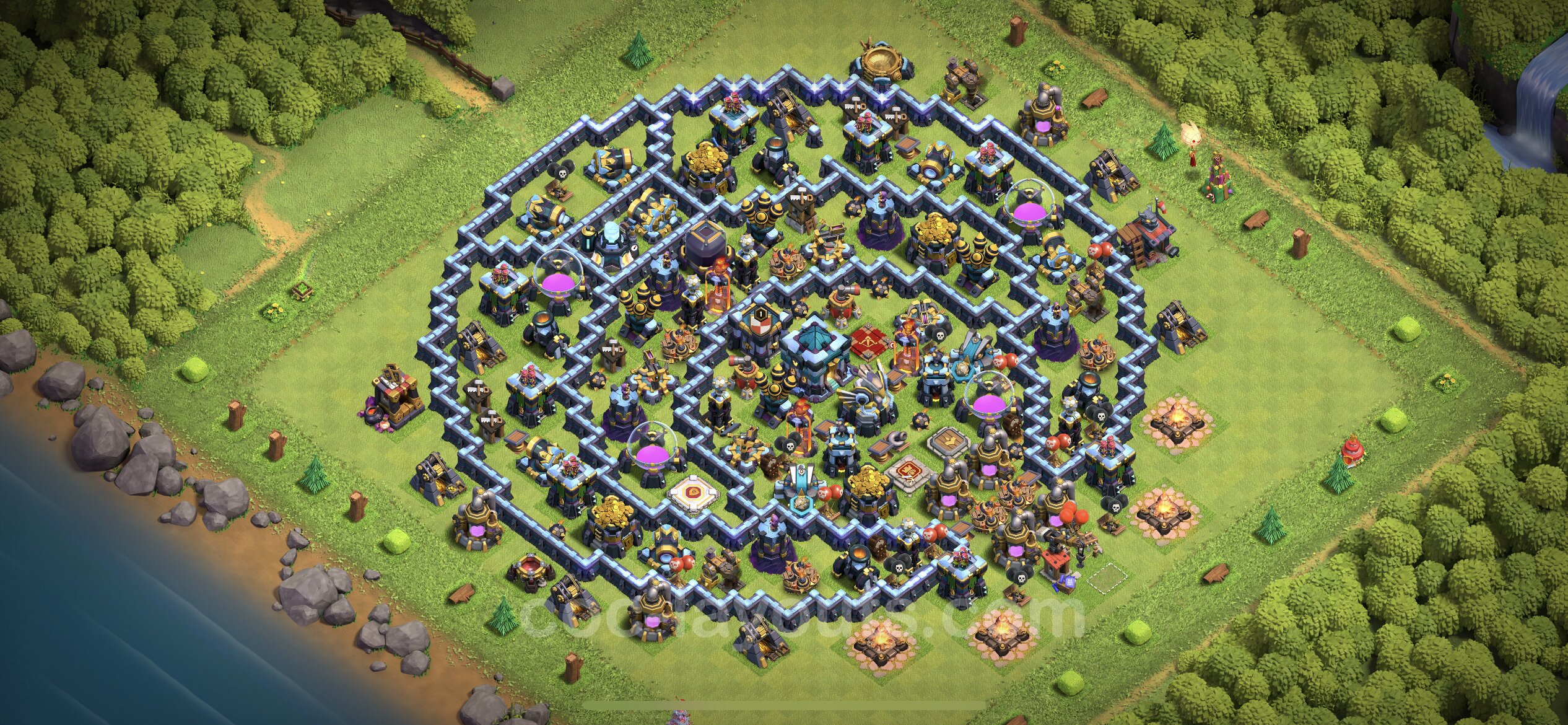 Farming Base TH13 with Link, Hybrid - plan / layout / design - Clash of Cla...