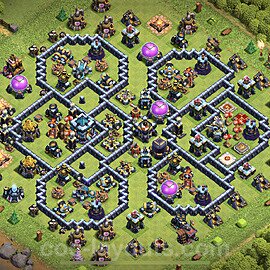Base plan TH13 (design / layout) with Link, Hybrid, Anti Air / Electro Dragon for Farming 2021, #24