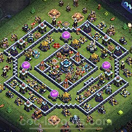 Base plan TH13 (design / layout) with Link, Anti 2 Stars, Hybrid for Farming 2023, #49