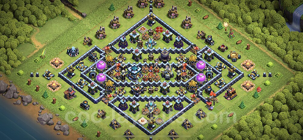 Base plan TH13 (design / layout) with Link, Hybrid, Anti Everything for Farming 2021, #21