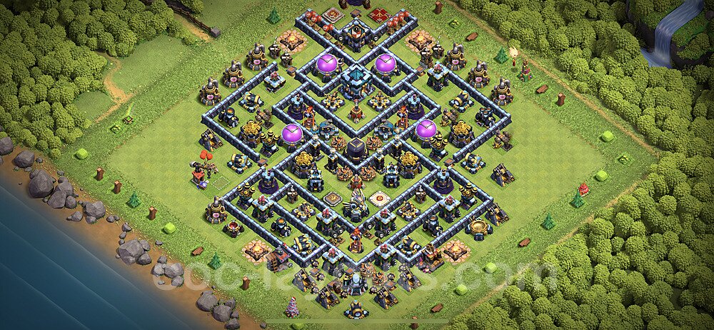 Base plan TH13 (design / layout) with Link, Hybrid, Anti Everything for Farming 2021, #23