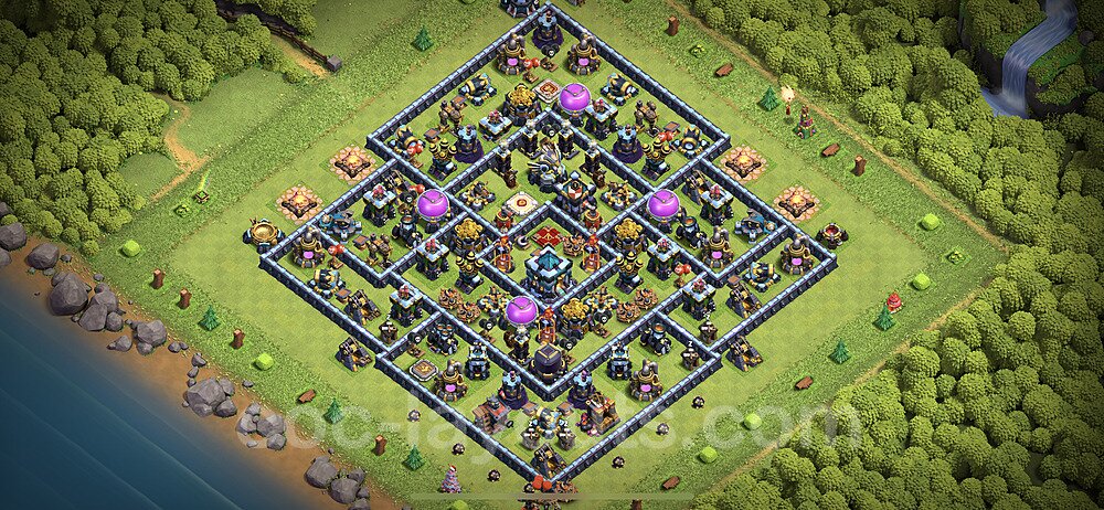 Base plan TH13 (design / layout) with Link, Hybrid, Anti Air / Electro Dragon for Farming 2021, #31