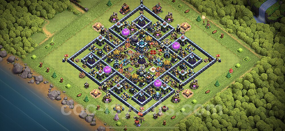 Base plan TH13 (design / layout) with Link, Hybrid, Anti Air / Electro Dragon for Farming 2021, #32