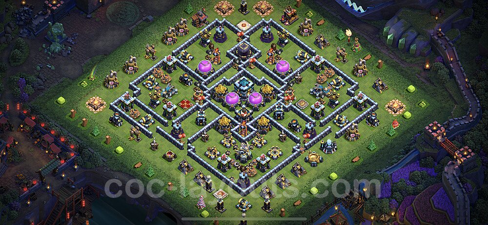 Base plan TH13 (design / layout) with Link, Anti 2 Stars, Hybrid for Farming 2022, #38