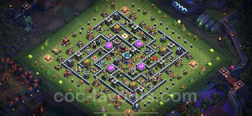 Base plan TH13 (design / layout) with Link, Anti 3 Stars, Hybrid for Farming 2022, #46