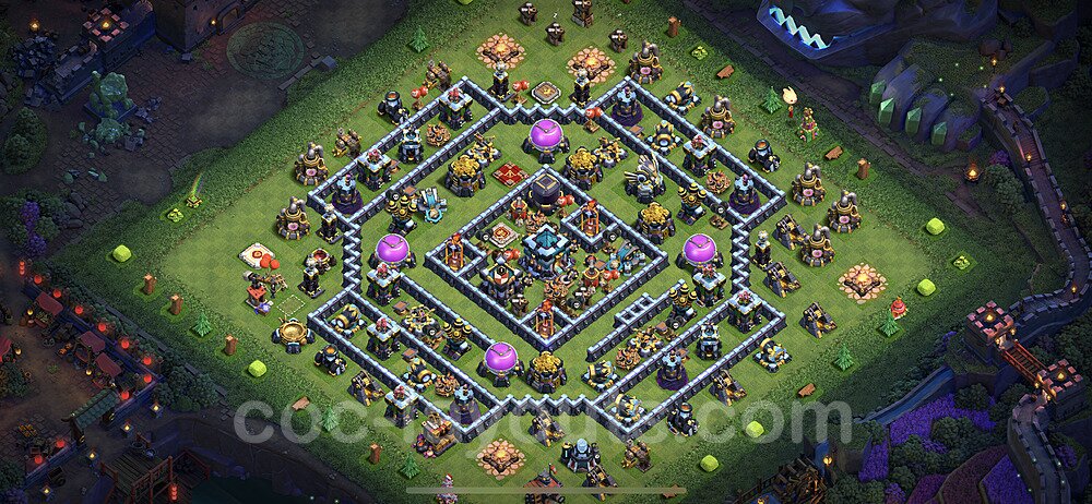 Base plan TH13 (design / layout) with Link, Anti 2 Stars, Hybrid for Farming 2022, #49