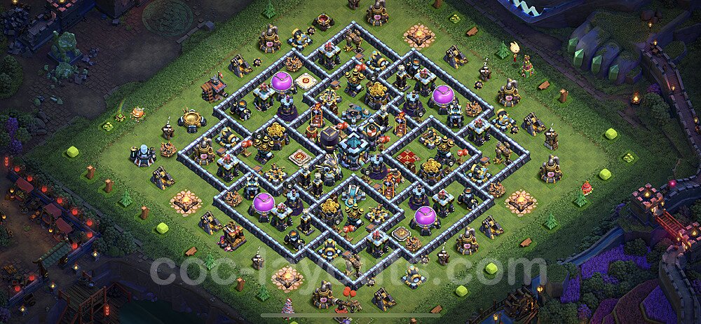Base plan TH13 (design / layout) with Link, Anti 2 Stars, Hybrid for Farming 2023, #55
