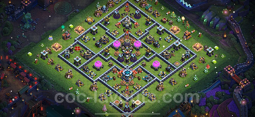 Base plan TH13 (design / layout) with Link, Anti Everything, Hybrid for Farming 2024, #72