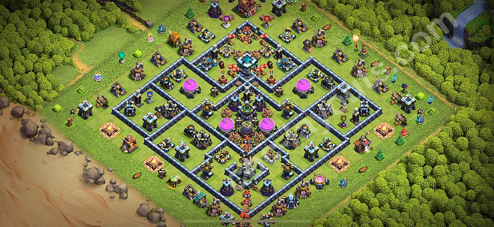 Diseño de aldea para farming Ayuntamiento 13 Copiar, Anti 3 Estrellas - COC TH13 Perfecta Distribucion 2026 + Enlace - #75