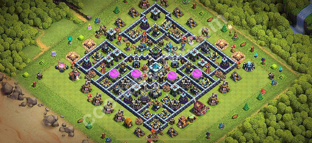 Diseño de aldea para farming Ayuntamiento 13 Copiar, Anti 2 Estrellas - COC TH13 Perfecta Distribucion 2026 + Enlace - #77
