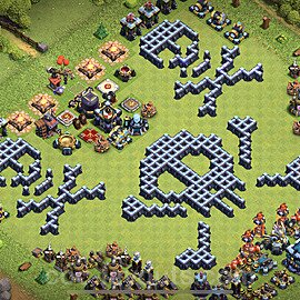 TH13 Funny Troll Base Plan with Link, Copy Town Hall 13 Art Design 2023, #16