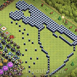 TH13 Funny Troll Base Plan with Link, Copy Town Hall 13 Art Design, #17