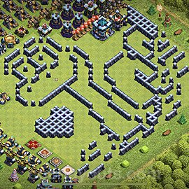 TH13 Funny Troll Base Plan with Link, Copy Town Hall 13 Art Design 2023, #19