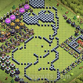 TH13 Funny Troll Base Plan with Link, Copy Town Hall 13 Art Design 2021, #25