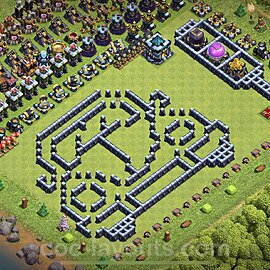 TH13 Funny Troll Base Plan with Link, Copy Town Hall 13 Art Design 2021, #28