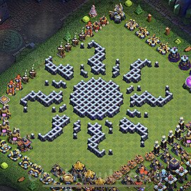 TH13 Funny Troll Base Plan with Link, Copy Town Hall 13 Art Design 2023, #36