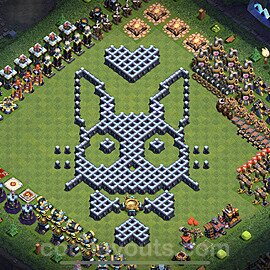 TH13 Funny Troll Base Plan with Link, Copy Town Hall 13 Art Design 2023, #37