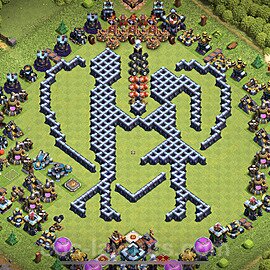 TH13 Funny Troll Base Plan with Link, Copy Town Hall 13 Art Design 2023, #4