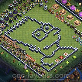 TH13 Funny Troll Base Plan with Link, Copy Town Hall 13 Art Design 2022, #42
