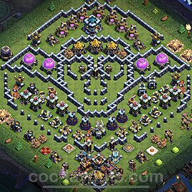 TH13 Funny Troll Base Plan with Link, Copy Town Hall 13 Art Design 2023, #44