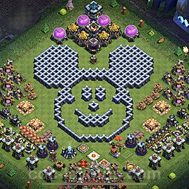 TH13 Funny Troll Base Plan with Link, Copy Town Hall 13 Art Design 2023, #45