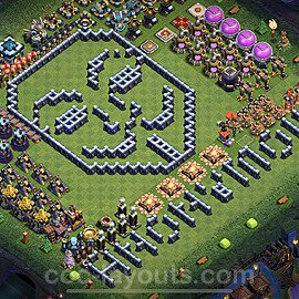 TH13 Funny Troll Base Plan with Link, Copy Town Hall 13 Art Design 2023, #47