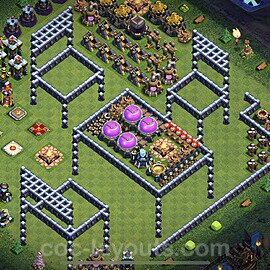 TH13 Funny Troll Base Plan with Link, Copy Town Hall 13 Art Design 2022, #48