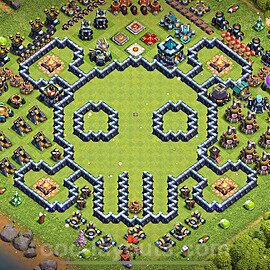 TH13 Funny Troll Base Plan with Link, Copy Town Hall 13 Art Design 2023, #51