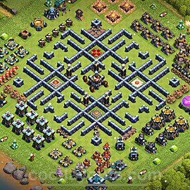 TH13 Funny Troll Base Plan with Link, Copy Town Hall 13 Art Design 2023, #52