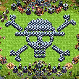 TH13 Funny Troll Base Plan with Link, Copy Town Hall 13 Art Design 2025, #53