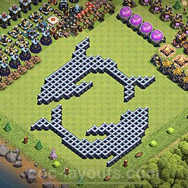 TH13 Funny Troll Base Plan with Link, Copy Town Hall 13 Art Design, #9