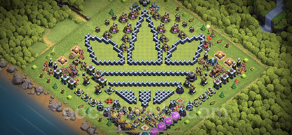 TH13 Funny Troll Base Plan with Link, Copy Town Hall 13 Art Design 2023, #1