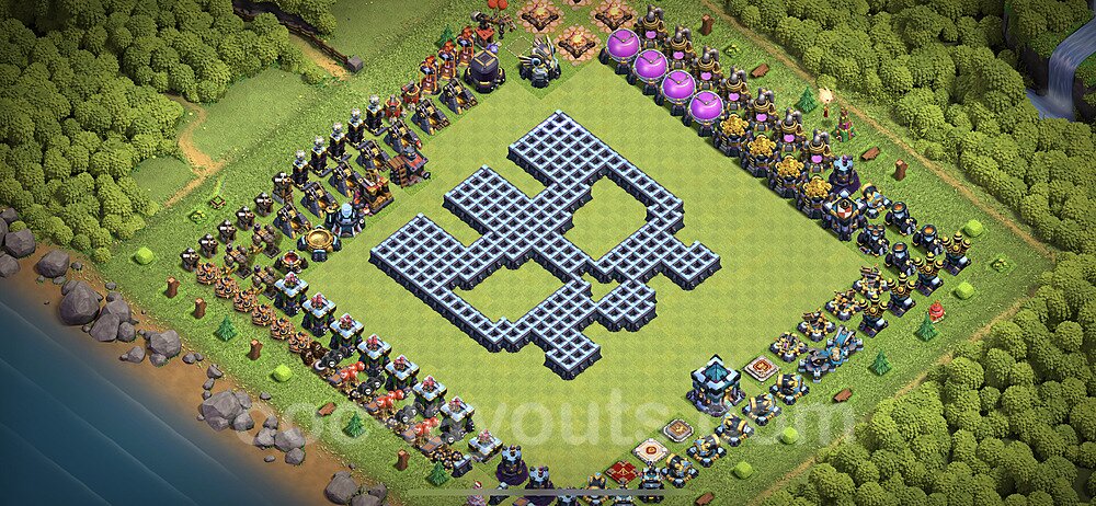 TH13 Funny Troll Base Plan with Link, Copy Town Hall 13 Art Design 2023, #11