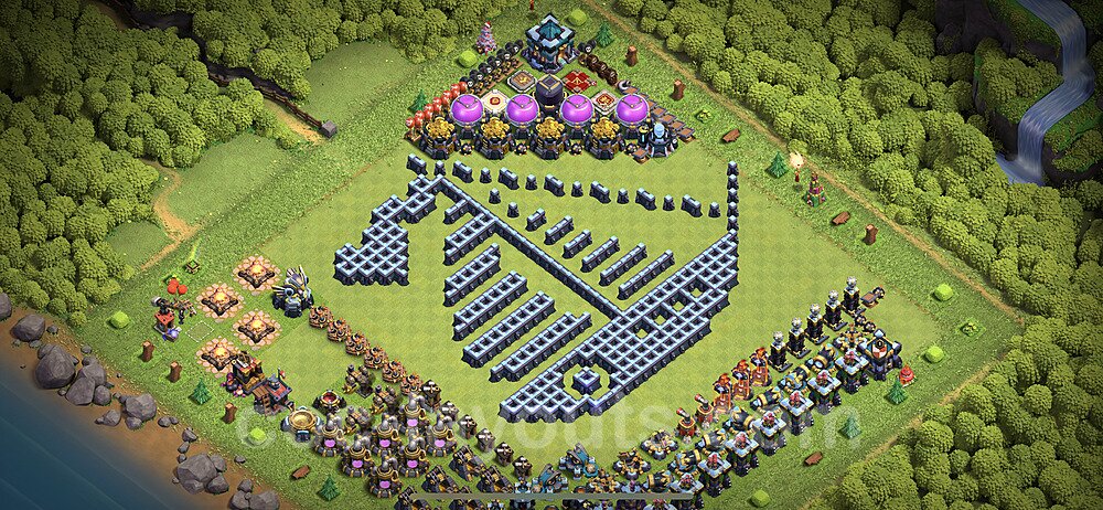 TH13 Funny Troll Base Plan with Link, Copy Town Hall 13 Art Design 2021, #14