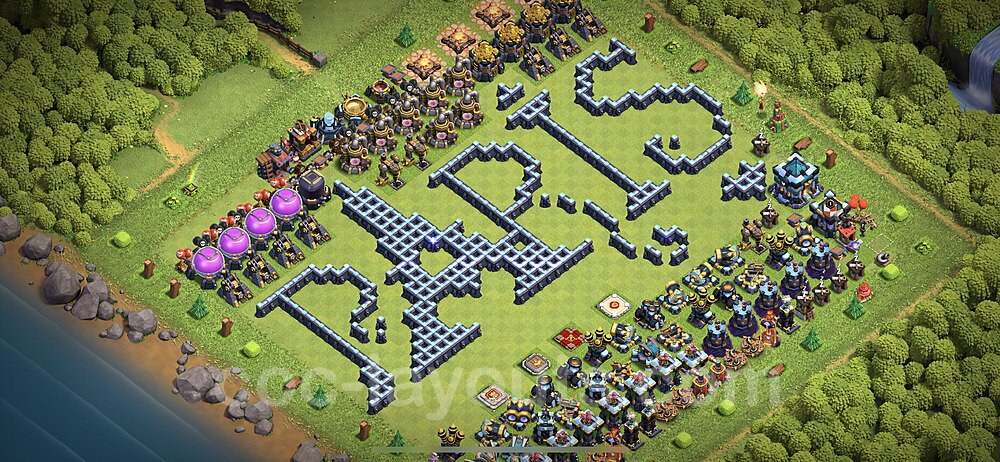 TH13 Funny Troll Base Plan with Link, Copy Town Hall 13 Art Design 2021, #15