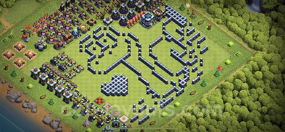 TH13 Funny Troll Base Plan with Link, Copy Town Hall 13 Art Design 2021, #19