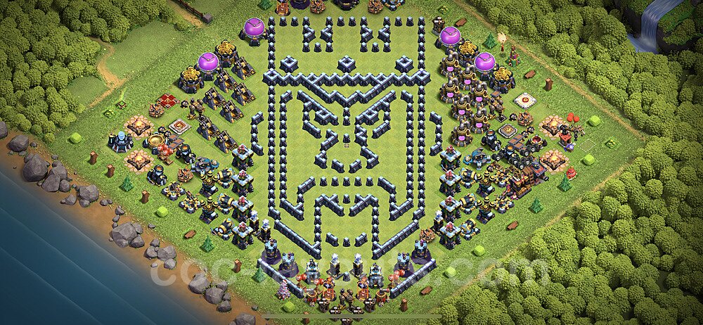 TH13 Funny Troll Base Plan with Link, Copy Town Hall 13 Art Design 2021, #2