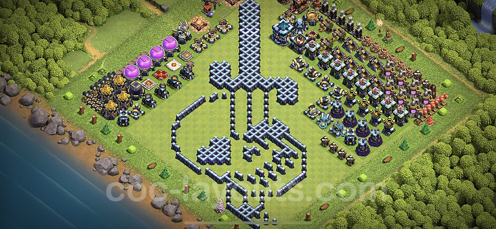 TH13 Funny Troll Base Plan with Link, Copy Town Hall 13 Art Design 2023, #20