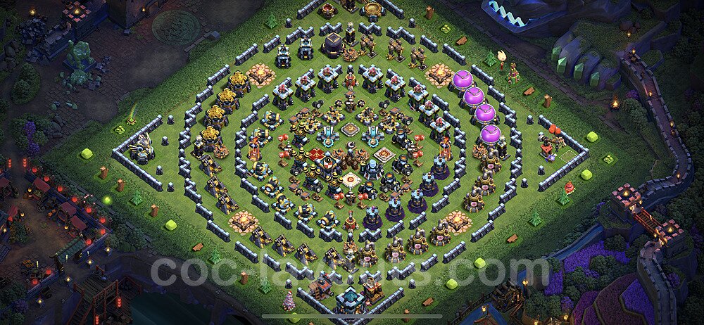 TH13 Funny Troll Base Plan with Link, Copy Town Hall 13 Art Design 2023, #22