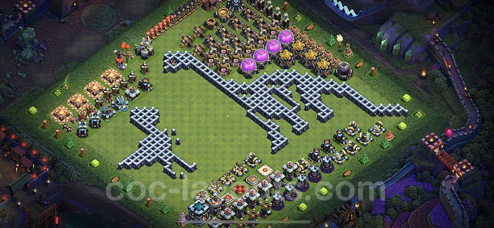 TH13 Funny Troll Base Plan with Link, Copy Town Hall 13 Art Design 2023, #26