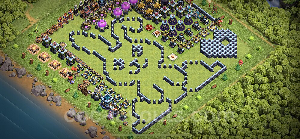 TH13 Funny Troll Base Plan with Link, Copy Town Hall 13 Art Design 2021, #27