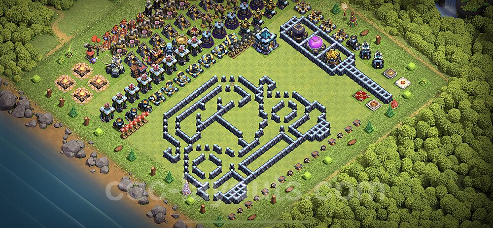 TH13 Funny Troll Base Plan with Link, Copy Town Hall 13 Art Design 2023, #28