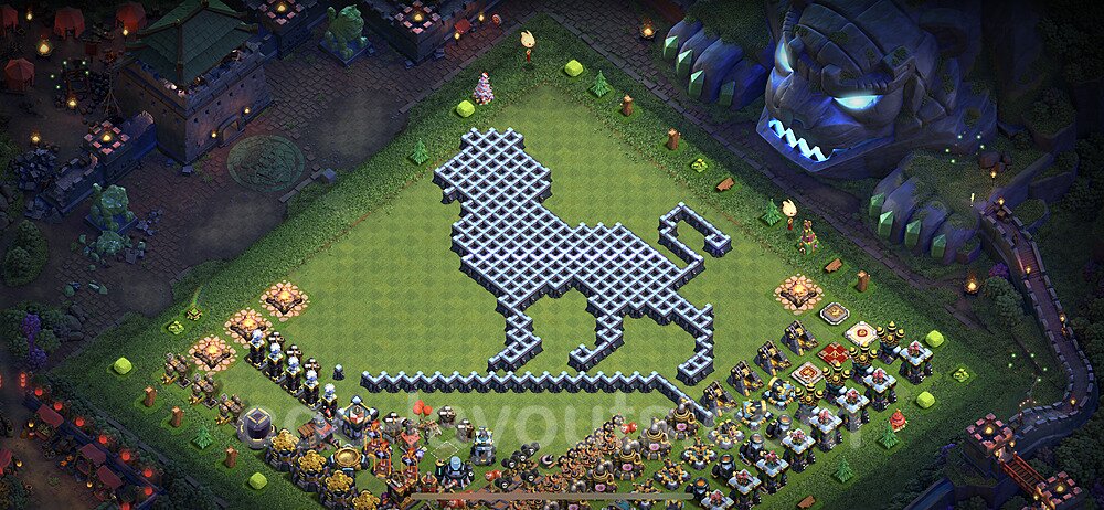 TH13 Funny Troll Base Plan with Link, Copy Town Hall 13 Art Design 2022, #29