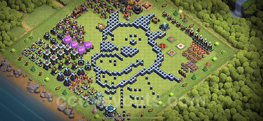 TH13 Funny Troll Base Plan with Link, Copy Town Hall 13 Art Design 2021, #3