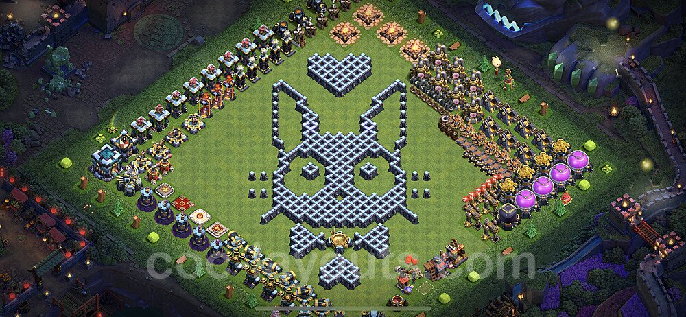 TH13 Funny Troll Base Plan with Link, Copy Town Hall 13 Art Design 2023, #37