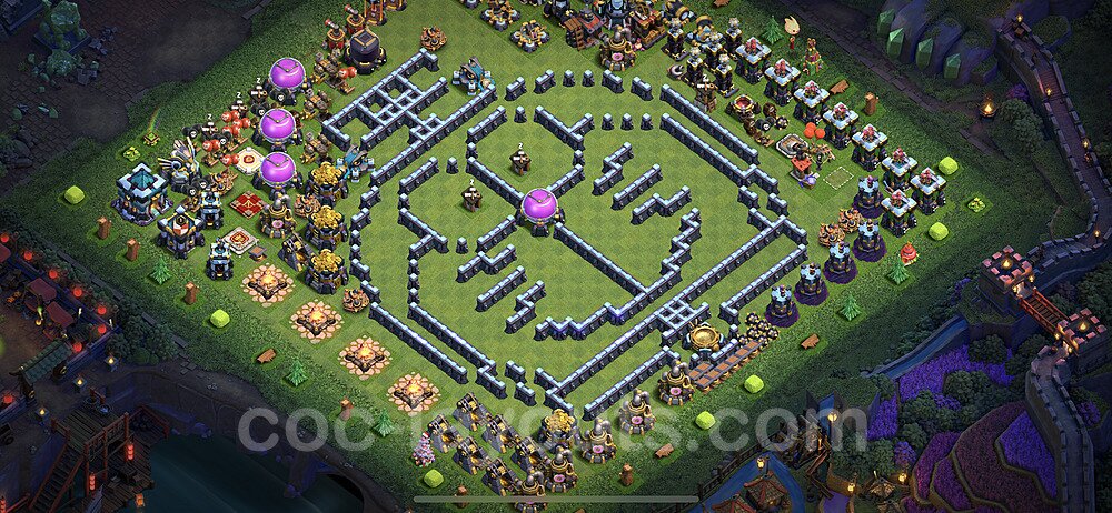 TH13 Funny Troll Base Plan with Link, Copy Town Hall 13 Art Design 2022, #38