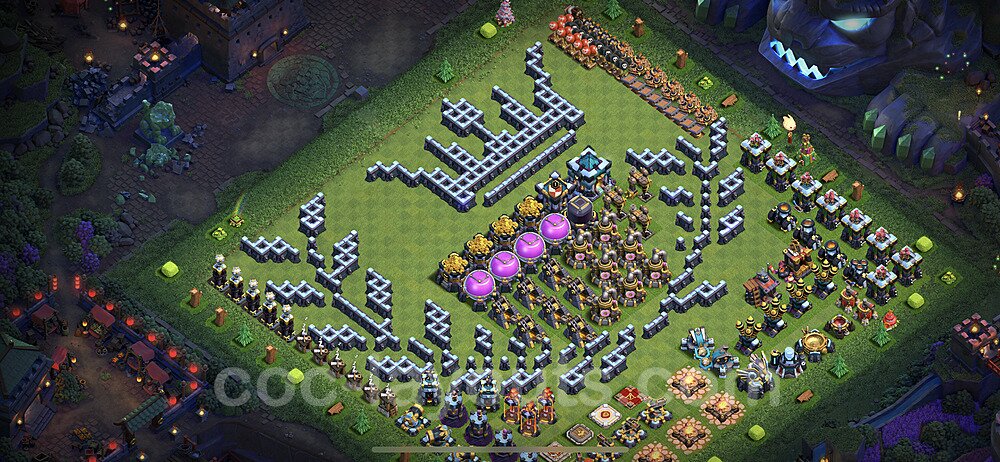 TH13 Funny Troll Base Plan with Link, Copy Town Hall 13 Art Design 2022, #39