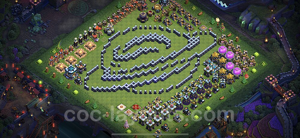 TH13 Funny Troll Base Plan with Link, Copy Town Hall 13 Art Design 2022, #41